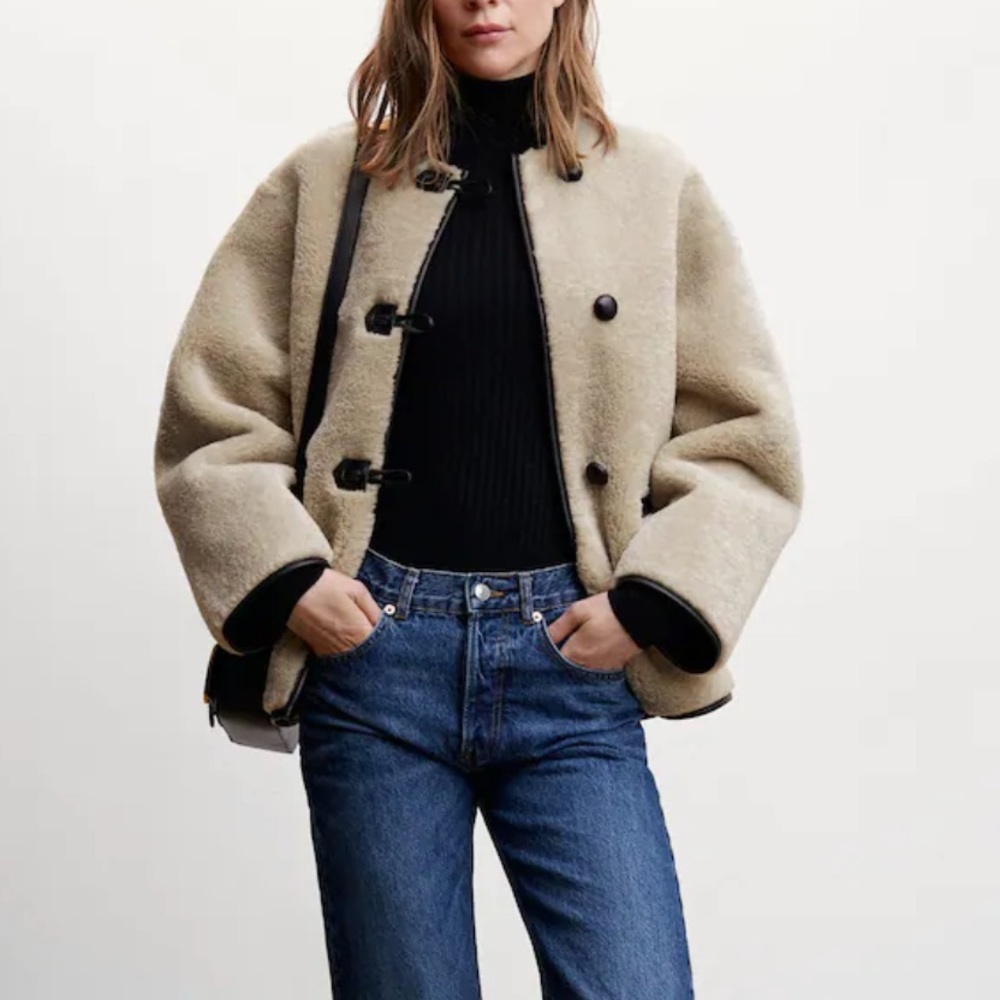 Mango Appliqués Applique faux-fur coat shearling